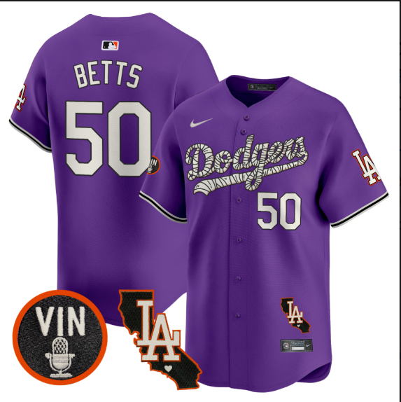 Men Los Angeles Dodgers 50 Betts 2025 purple Limited Stitched Jersey